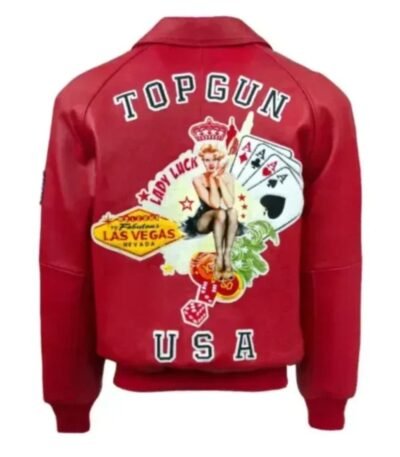 Top Gun USA Lady Lucky Red Bomber Zip Up Jacket