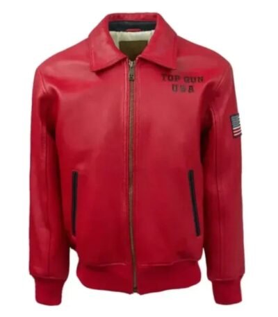 Top Gun USA Lady Lucky Red Bomber Zip Up Jacket