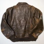 Top Gun Vintage 80s Military Flight Brown Leather Jacket