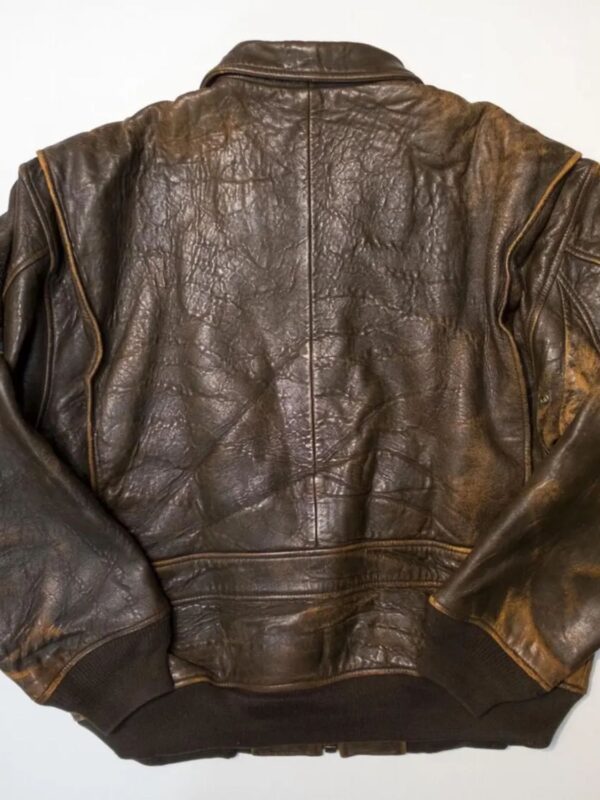 Top Gun Vintage 80s Military Flight Brown Leather Jacket