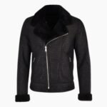 Torres Black Snake Pattern Fur Collar Biker Jacket