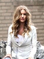 Transformers 3 Rosie Huntington Whiteley White Leather Jacket