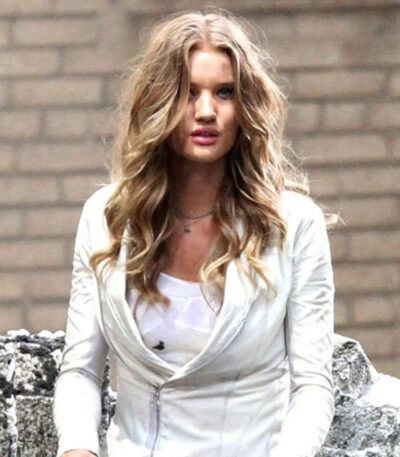 Transformers 3 Rosie Huntington Whiteley White Leather Jacket