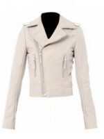 Transformers 3 Rosie Huntington Whiteley White Leather Jacket