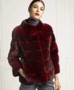 Tristan Mink Fur Maroon Coat