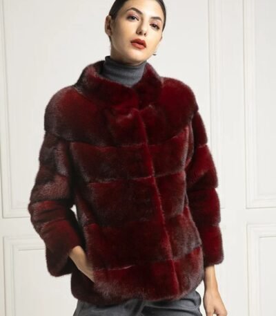 Tristan Mink Fur Maroon Coat