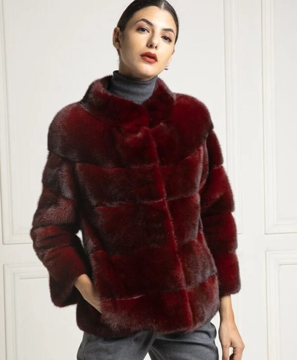 Tristan Mink Fur Maroon Coat