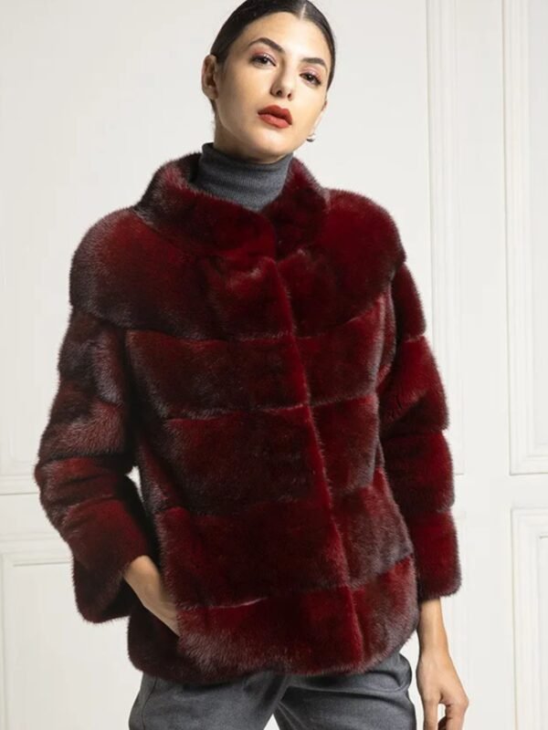 Tristan Mink Fur Maroon Coat