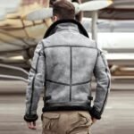 Troy Black Grey Leather SF Bomber Jacket