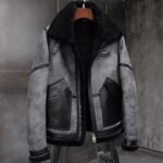 Troy Black Grey Leather SF Bomber Jacket
