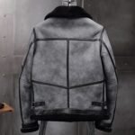 Troy Black Grey Leather SF Bomber Jacket