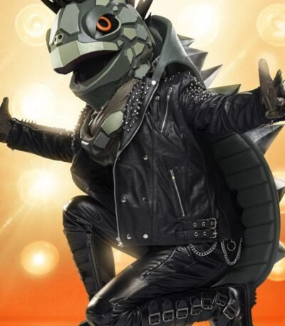 Turtle Masked Singer Spikes Black Leather Jacket