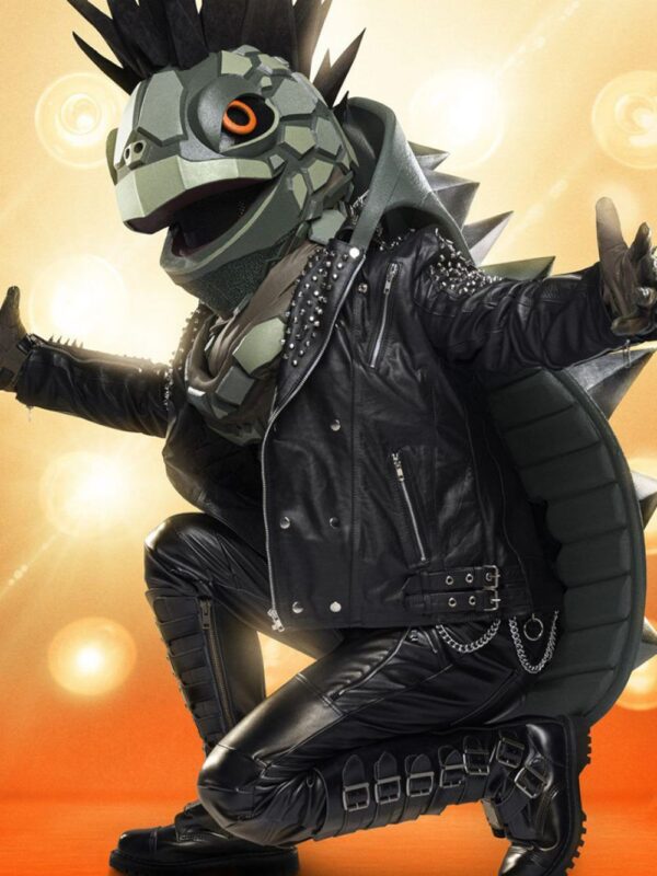 Turtle Masked Singer Spikes Black Leather Jacket