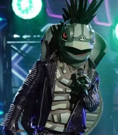 Turtle Masked Singer Spikes Black Leather Jacket