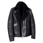 Tyler Distressed Black Shearling Fur Jacket