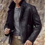 Tyler Distressed Black Shearling Fur Jacket
