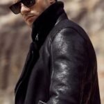 Tyler Distressed Black Shearling Fur Jacket