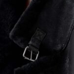 Tyler Distressed Black Shearling Fur Jacket