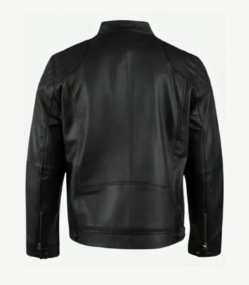 USA Flag Vintage Biker Black Leather Jacket
