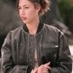 Úrsula Lift 2024 Black Leather Bomber Jacket