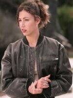 Úrsula Lift 2024 Black Leather Bomber Jacket