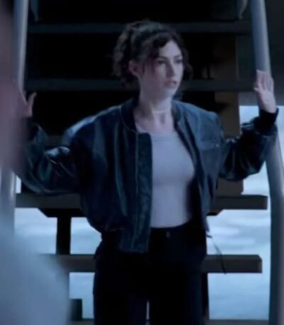 Úrsula Lift 2024 Black Leather Bomber Jacket