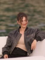 Úrsula Lift 2024 Black Leather Bomber Jacket