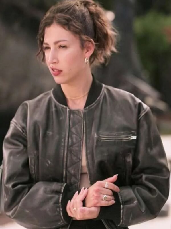 Úrsula Lift 2024 Black Leather Bomber Jacket