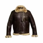 Victor RAF Brown Bomber Shearling Fur Jacket