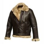 Victor RAF Brown Bomber Shearling Fur Jacket