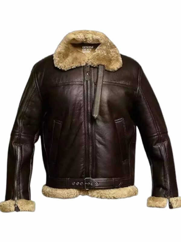 Victor RAF Brown Bomber Shearling Fur Jacket