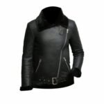 Victoria Black Aviator Shearling Sheepskin Jacket