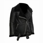 Victoria Black Aviator Shearling Sheepskin Jacket