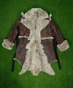 Vikings Valhalla Sam Corlett Grey Leather Fur Trench Coat