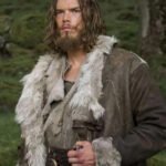 Vikings Valhalla Sam Corlett Grey Leather Fur Trench Coat