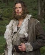 Vikings Valhalla Sam Corlett Grey Leather Fur Trench Coat