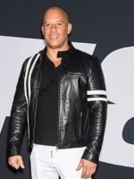 Vin Diesel Bloodshot Black White Stripes Leather Jacket