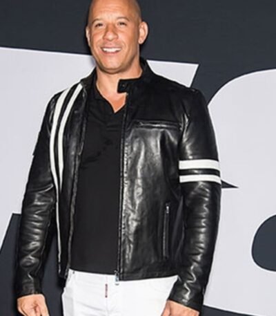 Vin Diesel Bloodshot Black White Stripes Leather Jacket
