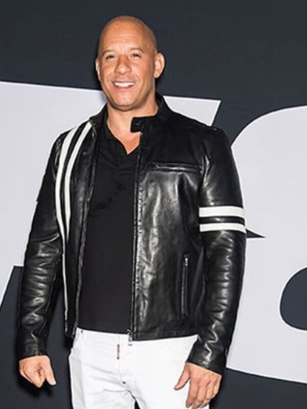 Vin Diesel Bloodshot Black White Stripes Leather Jacket