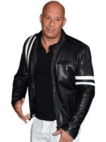 Vin Diesel Bloodshot Black White Stripes Leather Jacket