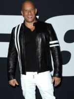 Vin Diesel Bloodshot Black White Stripes Leather Jacket
