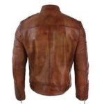 Vintage Motorcycle Cafe Racer Distressed Brown Leather Jacket