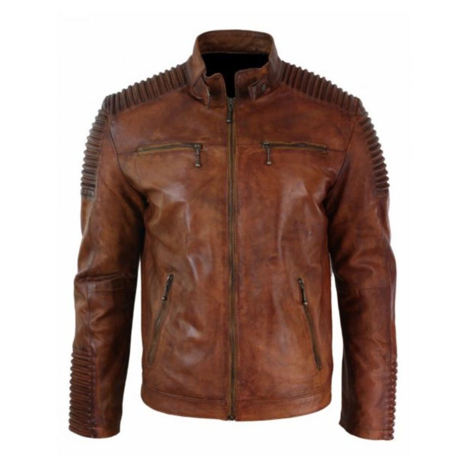Vintage Motorcycle Cafe Racer Distressed Brown Leather Jacket Vintage Motorcycle Cafe Racer Distressed Brown Leather Jacket