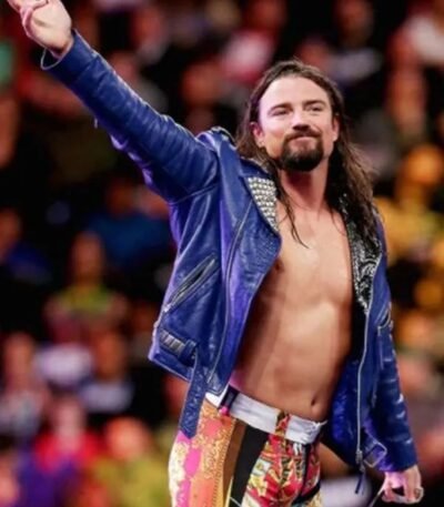 WWE Brian Kendrick Studded Blue Biker Leather Jacket