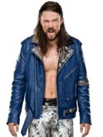 WWE Brian Kendrick Studded Blue Biker Leather Jacket