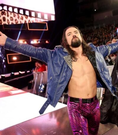 WWE Brian Kendrick Studded Blue Biker Leather Jacket