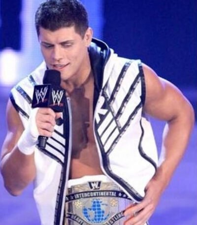 WWE Cody Rhodes White Leather Vest With Hood