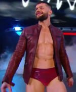 WWE Finn Balor Maroon Quilted Leather Jacket