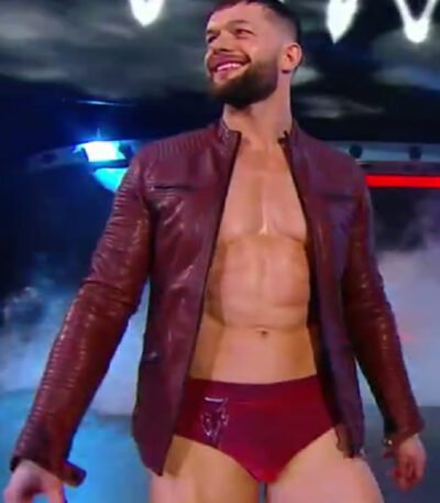 WWE Finn Balor Maroon Quilted Leather Jacket