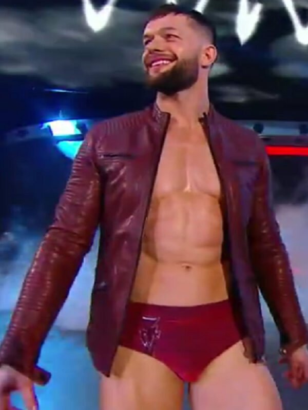 WWE Finn Balor Maroon Quilted Leather Jacket
